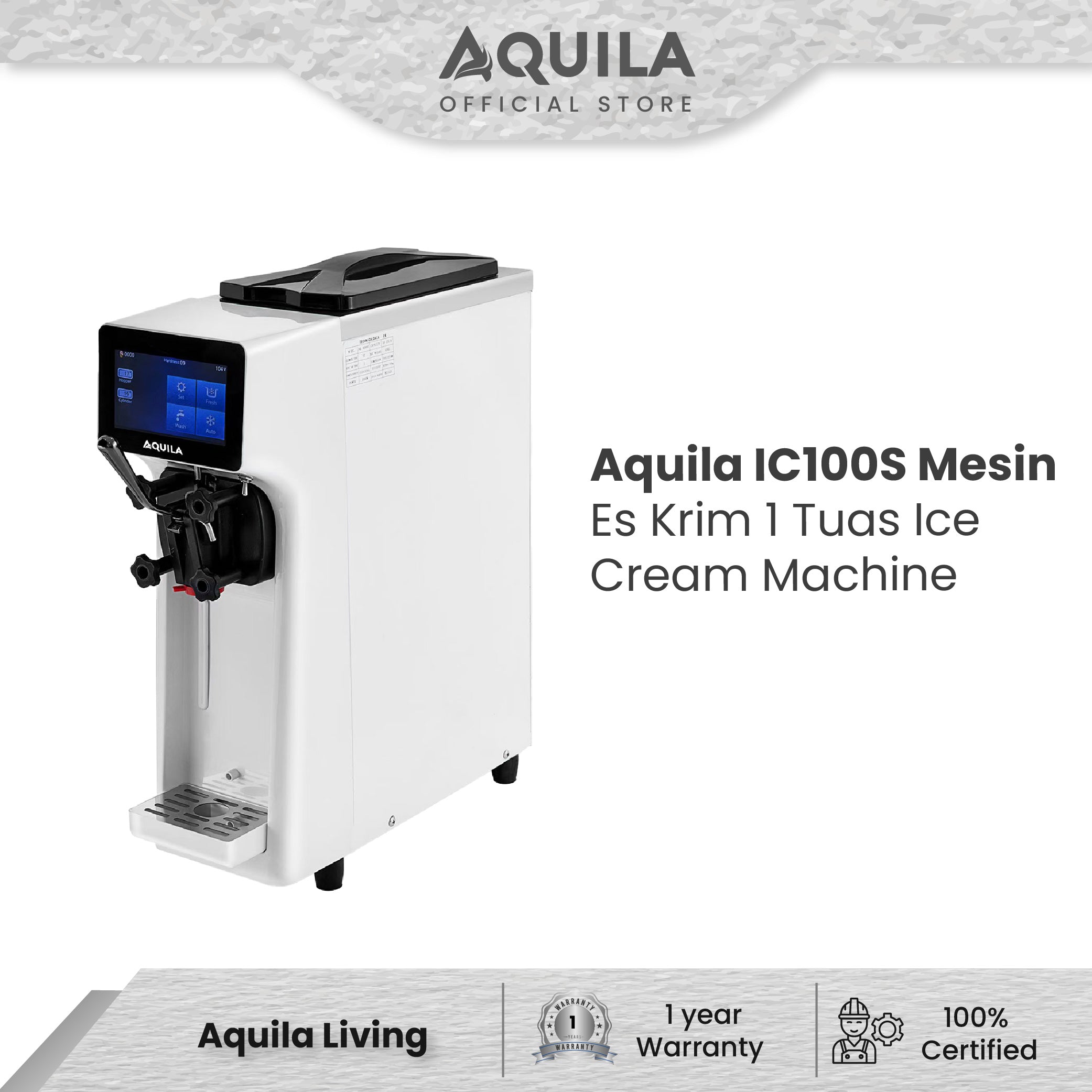 AQUILA IC 100S Mesin Es Krim 1 Tuas Ice Cream Machine