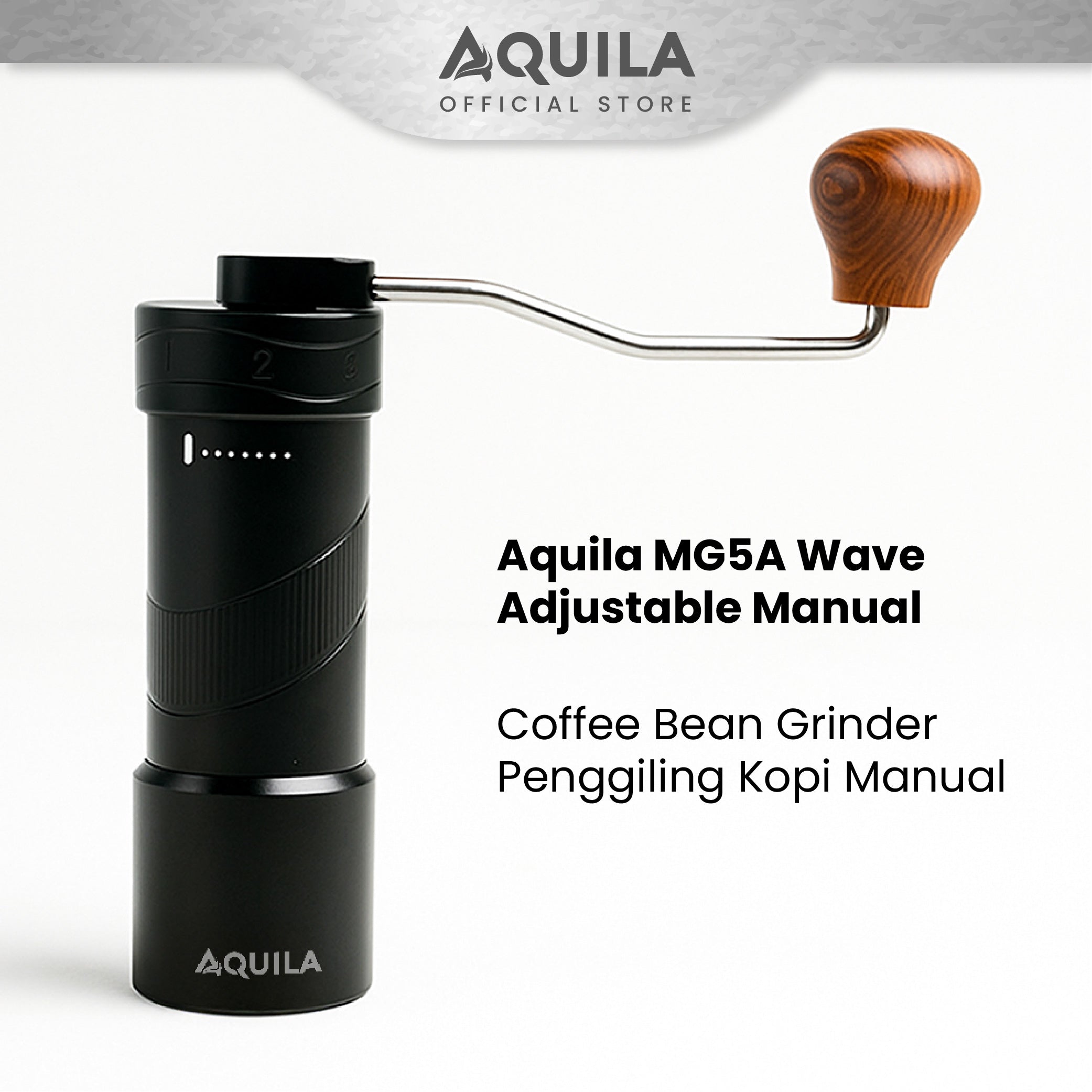 AQUILA MG5A Wave Adjustable Manual Coffee Bean Grinder Penggiling Kopi Manual