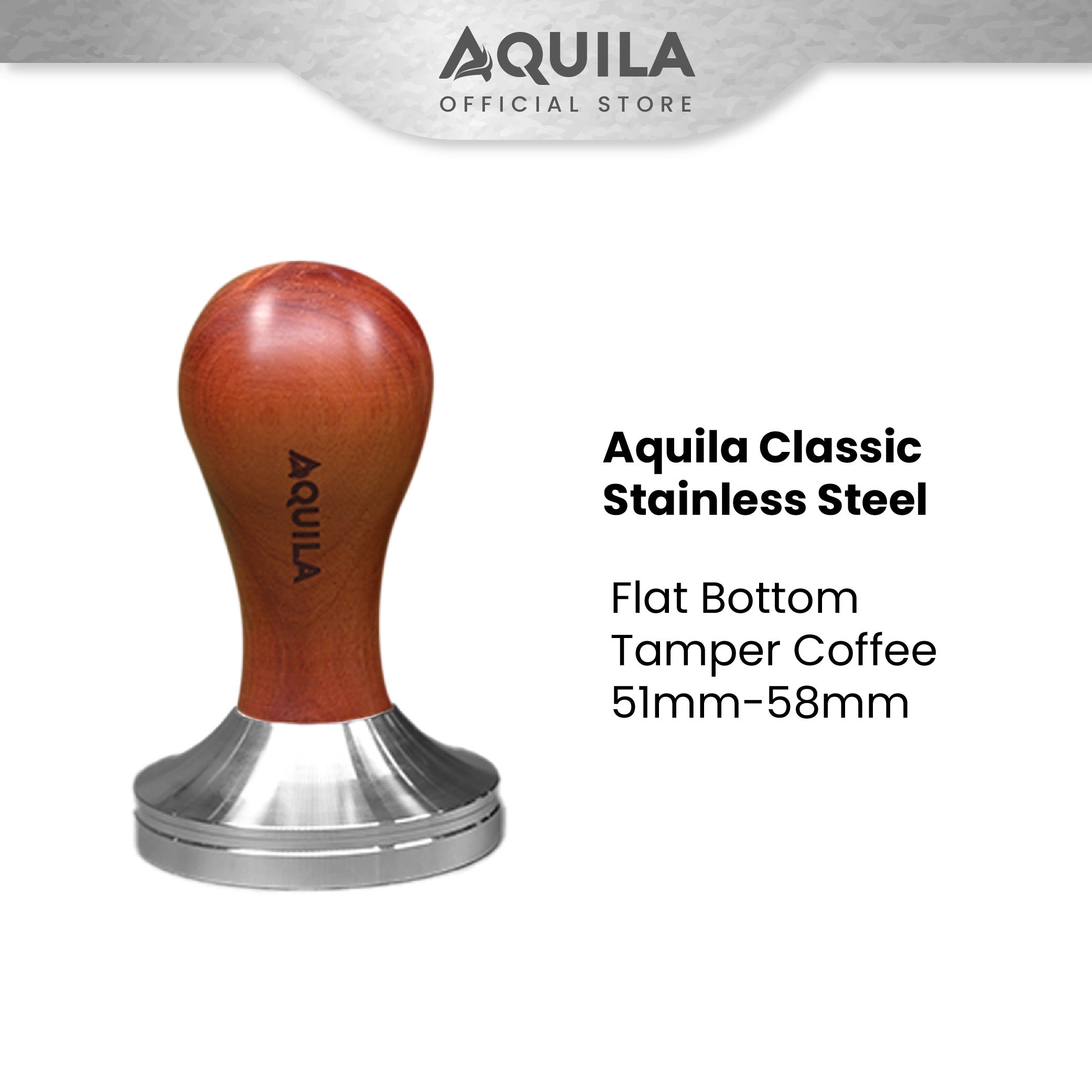 AQUILA Classic Stainless Steel Flat Bottom Tamper Coffee 51mm-58mm