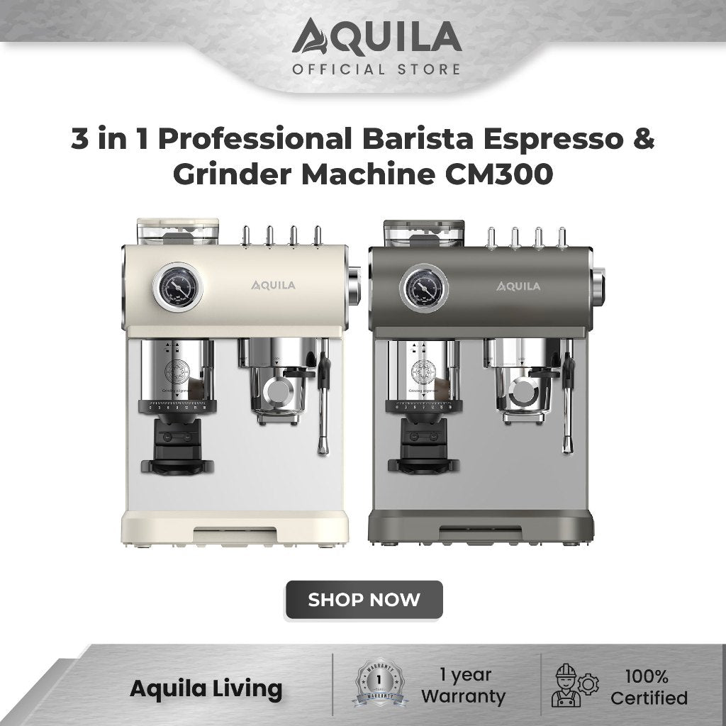 Mesin Barista Espresso & Penggiling Profesional Aquila 3 in 1 CM300 Beige